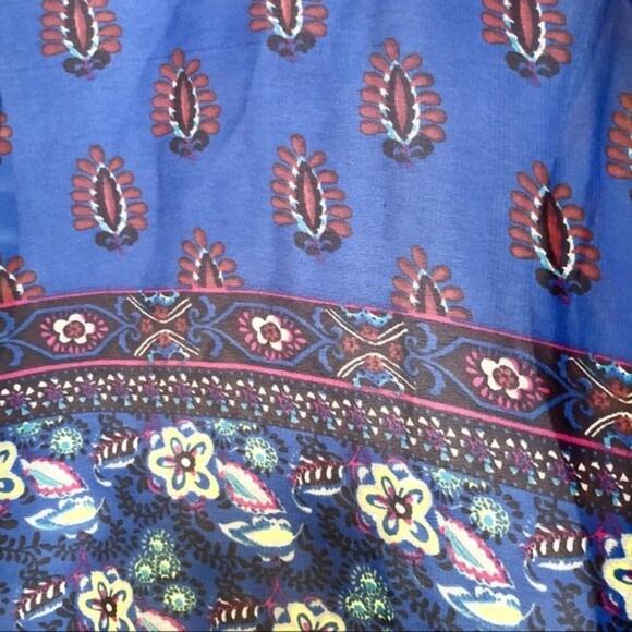 Jessica Simpson Blouse Women's XS/S Blue Sheer Boho Paisley Strappy Back New - Picture 8 of 12